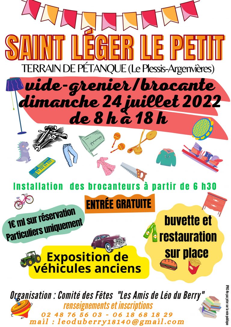 vide-grenier/brocante dimanche 24 juillet 2022 de 8 h à 18 h - Mairie